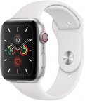 Apple Watch Series 5 (GPS + Cellular) hopeanvärinen alumiinikuori 44 mm, valkoinen urheiluranneke, MWWC2