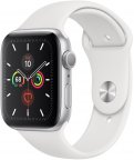 Apple Watch Series 5 (GPS) hopeanvärinen alumiinikuori 44 mm, valkoinen urheiluranneke, MWVD2