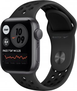 Apple Watch Nike SE (GPS) 40 mm tähtiharmaa alumiinikuori ja antrasiitti/musta Nike Sport ‑ranneke, MYYF2