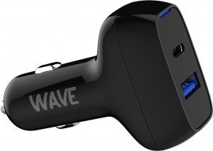 Wave pikalataava autolaturi, 1x USB-C + 1x USB-A (45 W + 18 W), musta