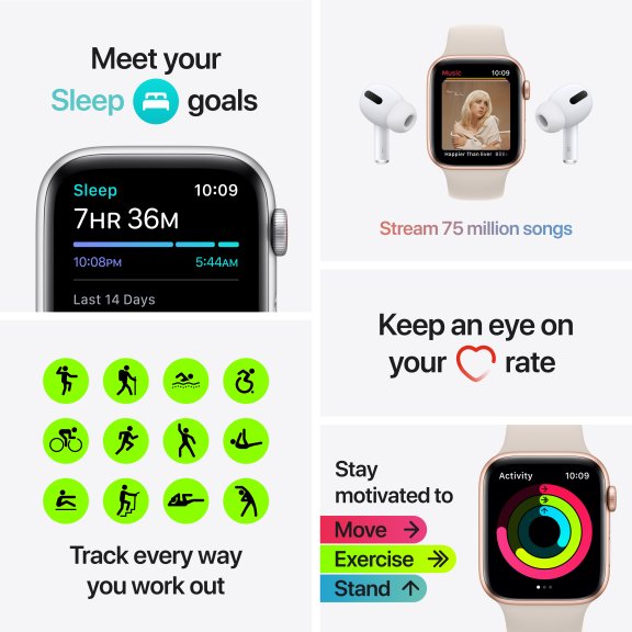 Apple Watch SE (GPS + Cellular) 44 mm tähtiharmaa alumiinikuori, keskiyö  urheiluranneke – Apple Watch SE – Apple Watch – Älykellot – Kellot –  Verkkokauppa.com