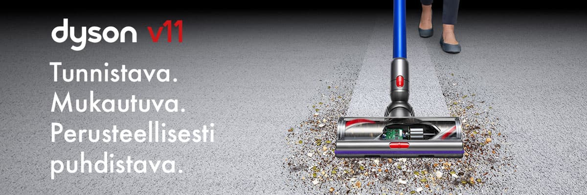 Dyson V11 -varsi-imuri imuroimassa roskaa - Tunnistava. Mukautuva. Perusteellisesti puhdistava.
