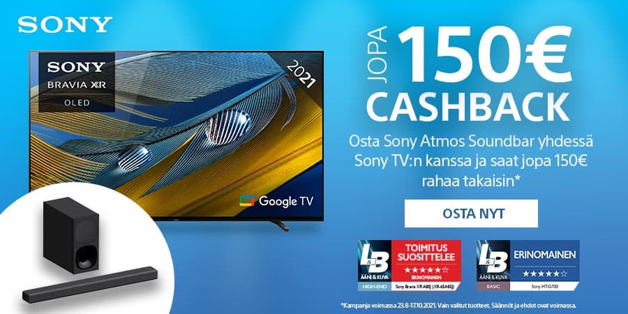 Lunasta 50€ Playstation Store -lahjakortti, kun ostat kampanjaan kuuluvan Sony BRAVIA XR –television