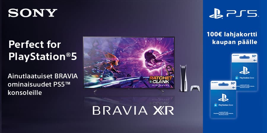 Perfect for Playstation 5 - Ainutlaatuiset BRAVIA ominaisuudet PS5 konsoleille - 100 euron lahjakorti kaupan päälle!