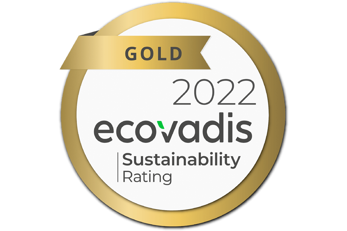 Gold 2022 ecovadis - Sustainbility rating.