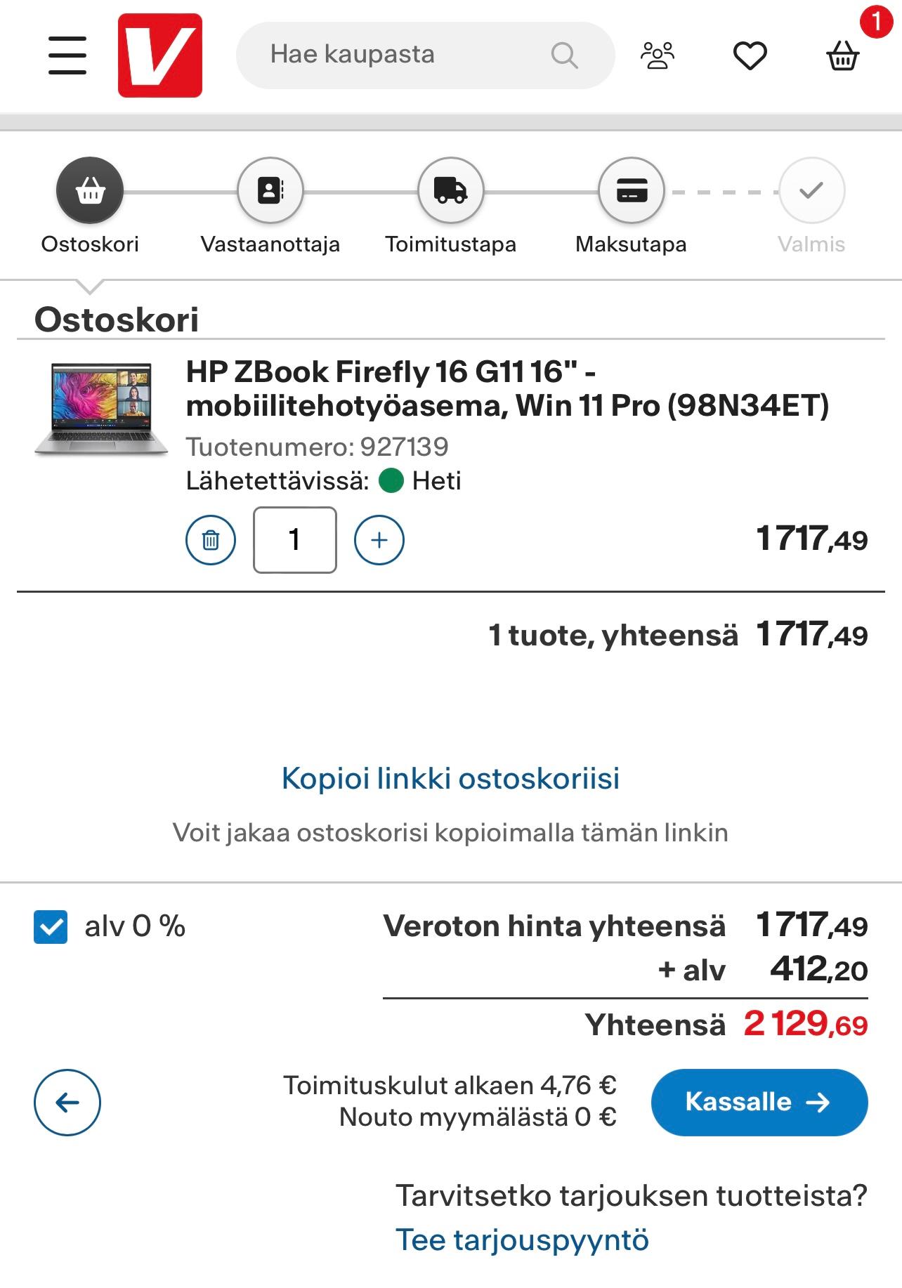 verkkokauppa.com pyydä tarjous