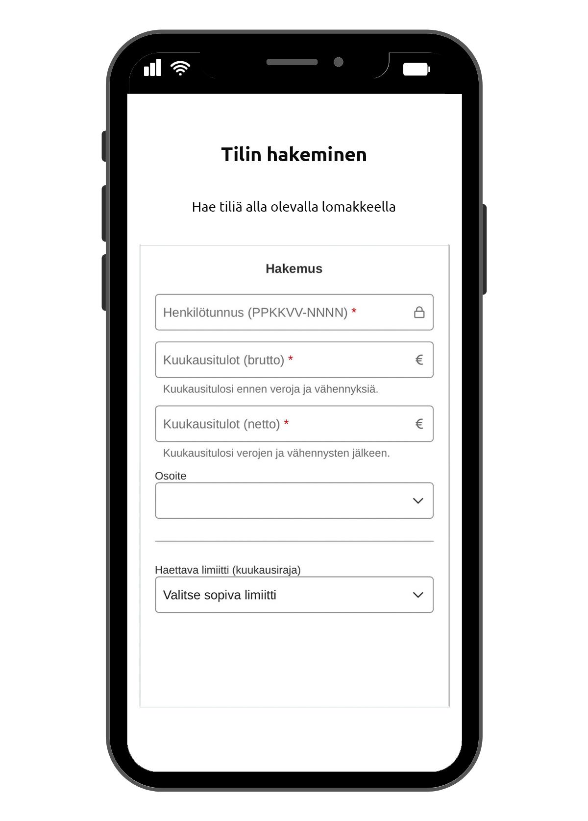 Tilin käyttöönotto netissä