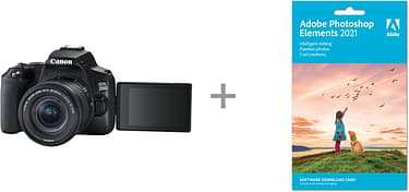 Canon EOS 250D -järjestelmäkamera, musta + 18-55 IS STM + Adobe Photoshop Elements 2021