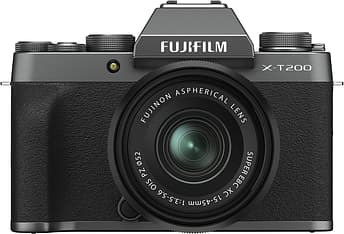 Fujifilm X-T200 -mikrojärjestelmäkamera, tumma hopea + 15 - 45 mm objektiivi -tarjous