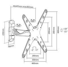 Mozi Slim Full-motion A1 23-55" television seinäteline, kuva 3
