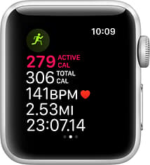 Apple Watch Series 3 (GPS) hopea 38 mm, valkoinen urheiluranneke, MTEY2, kuva 4