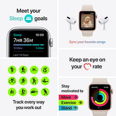 Apple Watch SE (GPS) 40 mm hopeanvärinen alumiinikuori, syvänteensininen urheiluranneke, kuva 7