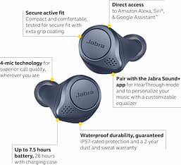Jabra Elite Active 75t -Bluetooth-kuulokkeet, laivastonsininen, kuva 5
