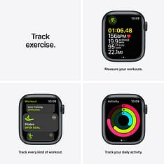 Apple Watch Series 7 (GPS) 41 mm keskiyön­sininen alumiinikuori ja keskiyönsininen urheiluranneke (MKMX3), kuva 6