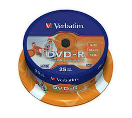 Verbatim DVD-R 16X media 4.7GB, Wide Printable