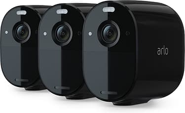 Arlo Essential Spotlight -valvontakamera LED-valolla, musta, 3 kpl tuotepaketti