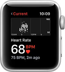 Apple Watch Series 3 (GPS) hopea 38 mm, valkoinen urheiluranneke, MTEY2, kuva 5