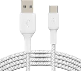 Belkin BOOST CHARGE™ USB-A - USB-C kaapeli punottu, 3m, valkoinen