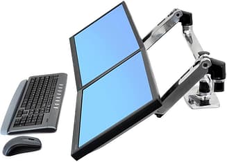 Ergotron LX Dual Side-by-Side Arm -monitorivarsi, musta/ hopea, kuva 4