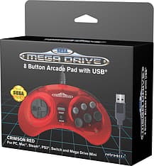 Retro-Bit Sega Mega Drive 8-button Arcade Pad - USB -peliohjain, PC / Mac, punainen, kuva 2