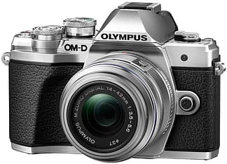 Olympus OM-D E-M10 Mark III  + 14-42 mm f/3.5-5.6 II R -järjestelmäkamera, hopea