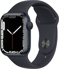 Apple Watch Series 7 (GPS) 41 mm keskiyön­sininen alumiinikuori ja keskiyönsininen urheiluranneke (MKMX3)
