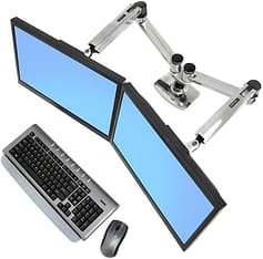 Ergotron LX Dual Side-by-Side Arm -monitorivarsi, musta/ hopea, kuva 5