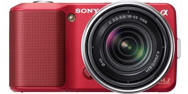 Sony NEX-3K mikrojärjestelmäkamera + 18-55 mm f/3.5-5.6 OSS objektiivi, punainen, kuva 2