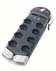 APC Performance SurgeArrest PF8VNT3-GR - ylijännitesuoja jossa 8kpl schuko-pistoketta ja modeemin/faksin/ADSL:n (RJ11) ja lähiverkon RJ45 liitännät sekä TV-antennin suojat