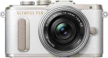Olympus PEN E-PL8 -mikrojärjestelmäkamera, valkoinen + pannukakkuobjektiivi, kuva 2