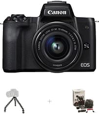 Canon EOS M50 -mikrojärjestelmäkamera, musta + 15-45 mm -objektiivi Vloggaajan kit, kuva 2