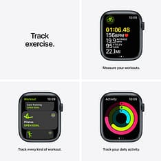Apple Watch Series 7 (GPS) 45 mm keskiyön­sininen alumiinikuori ja keskiyönsininen urheiluranneke (MKN53), kuva 6