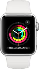 Apple Watch Series 3 (GPS) hopea 38 mm, valkoinen urheiluranneke (MTEY2), kuva 2