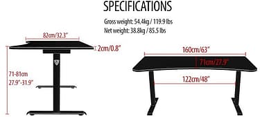 Arozzi Arena Gaming Desk -pelipöytä, musta, kuva 5