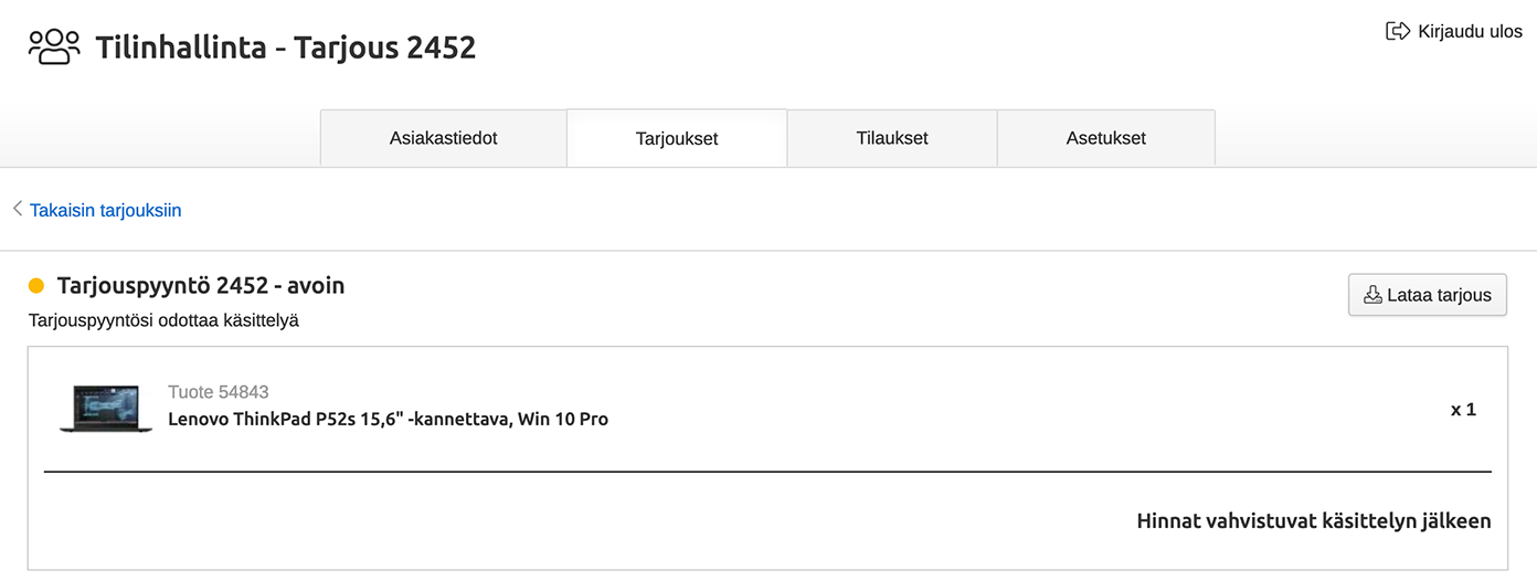 verkkokauppa.com avoimet tarjouspyynnöt