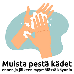 Muista pestä kädet ennen ja jälkeen myymälässä käynnin