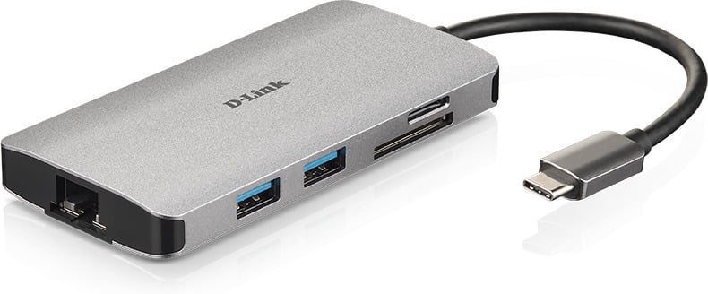 D-LINK DUB-M810 USB-C-Hubi, 6 porttia, muistikortinlukijat