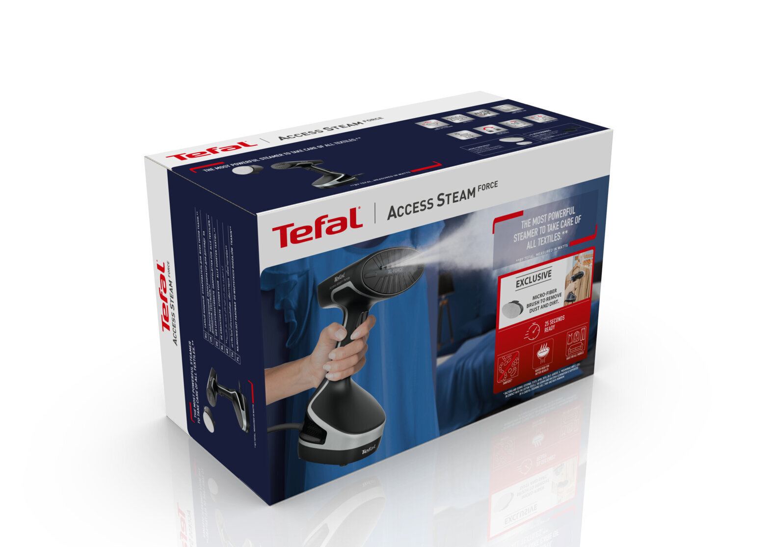 Tefal Access Steam Force -vaatehöyrystin, musta