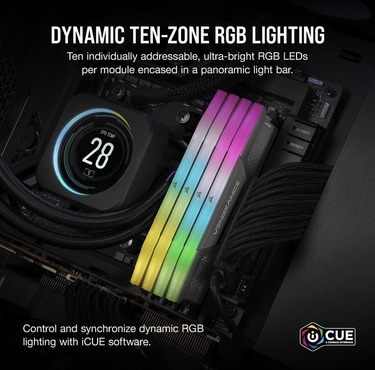 Corsair Vengeance RGB DDR5 6000 MHz CL30 32 Gt -muistimodulipaketti, harmaa