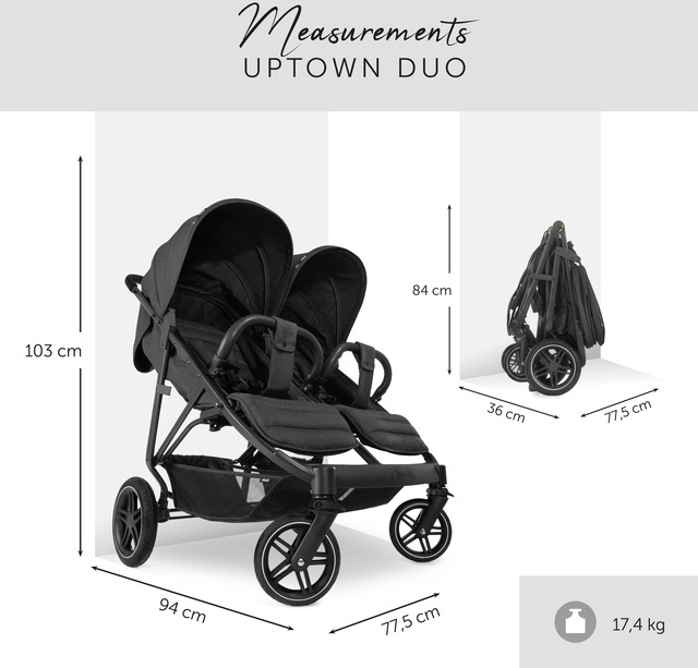 Hauck Uptown Duo -tuplarattaat, Melange Black