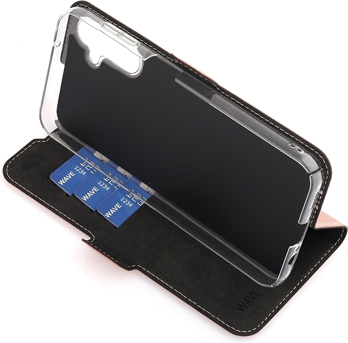 Wave BookCase -suojakotelo, Samsung Galaxy A14 5G, ruusukulta