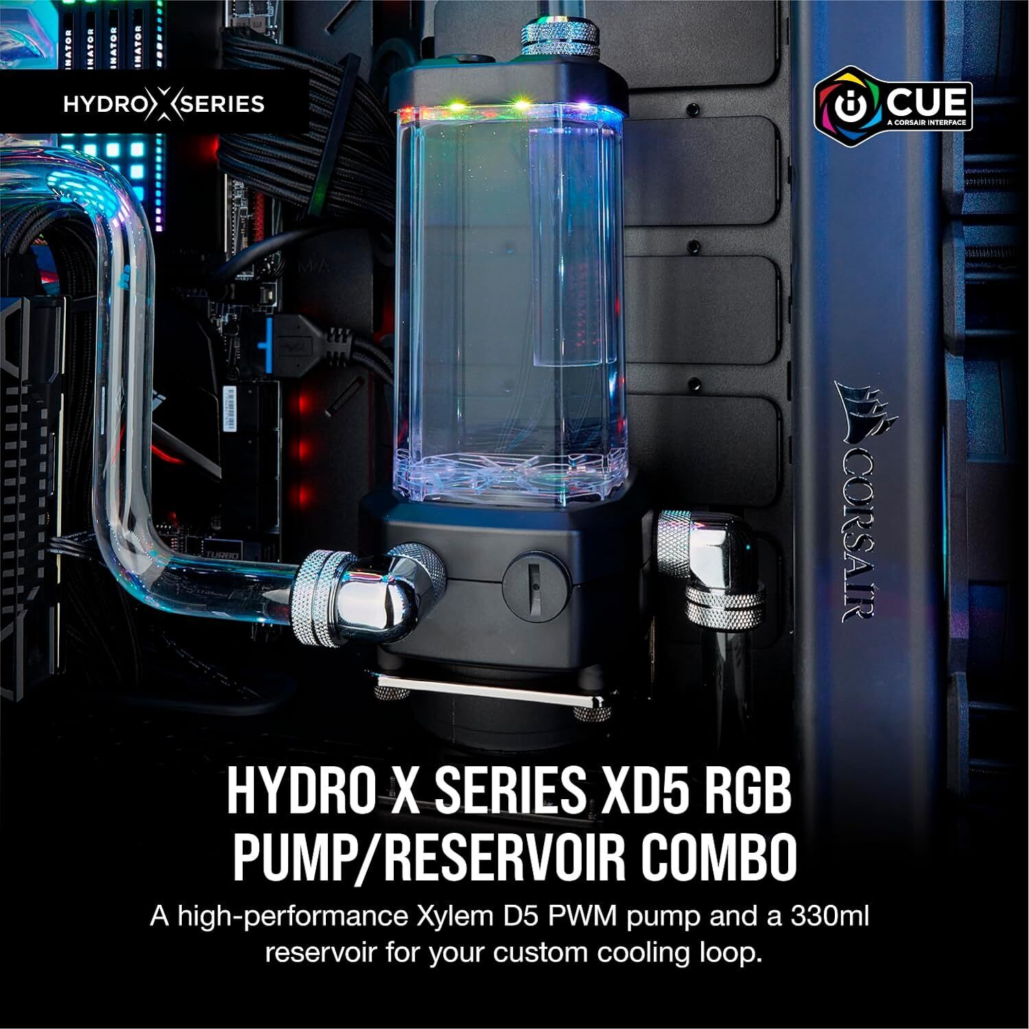 Corsair Hydro X Series XD5 RGB Pump/Reservoir Combo -pumppu/säiliö, musta