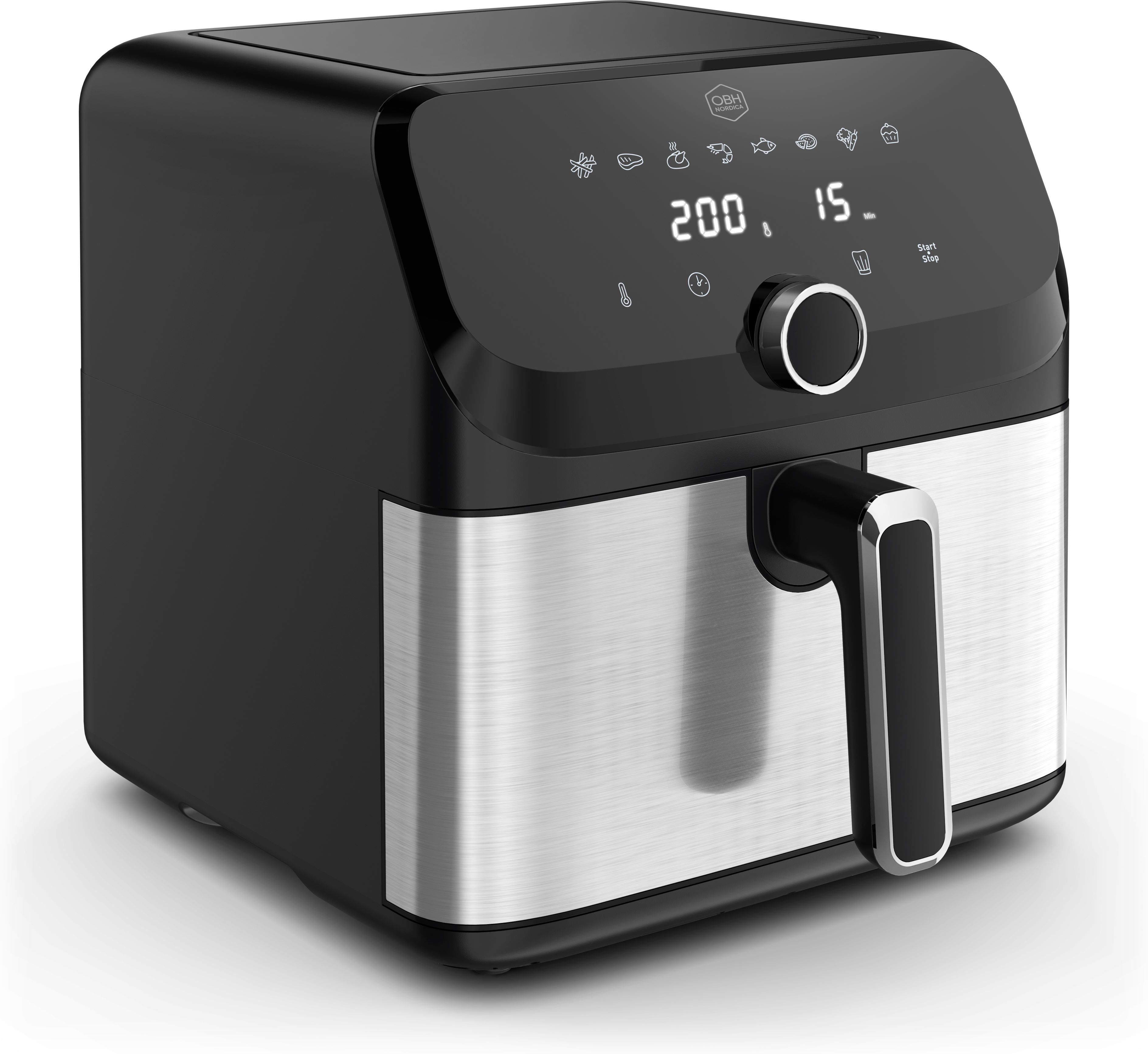 OBH Nordica Easy Fry Mega -airfryer 7,5 L, ruostumaton teräs