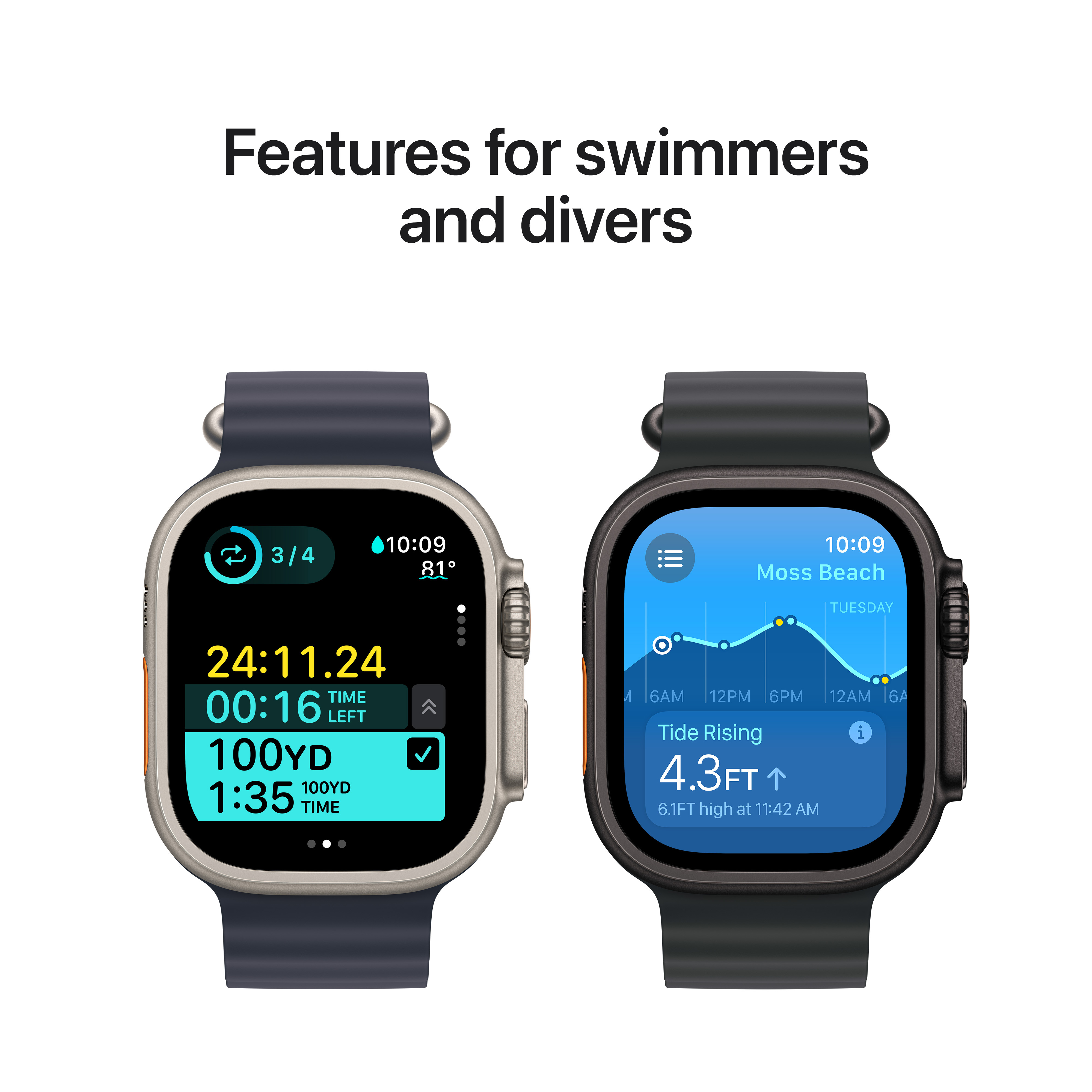 Apple Watch Ultra 2 (GPS + Cellular) 49 mm musta titaanikuori ja musta Ocean-ranneke (MX4P3)