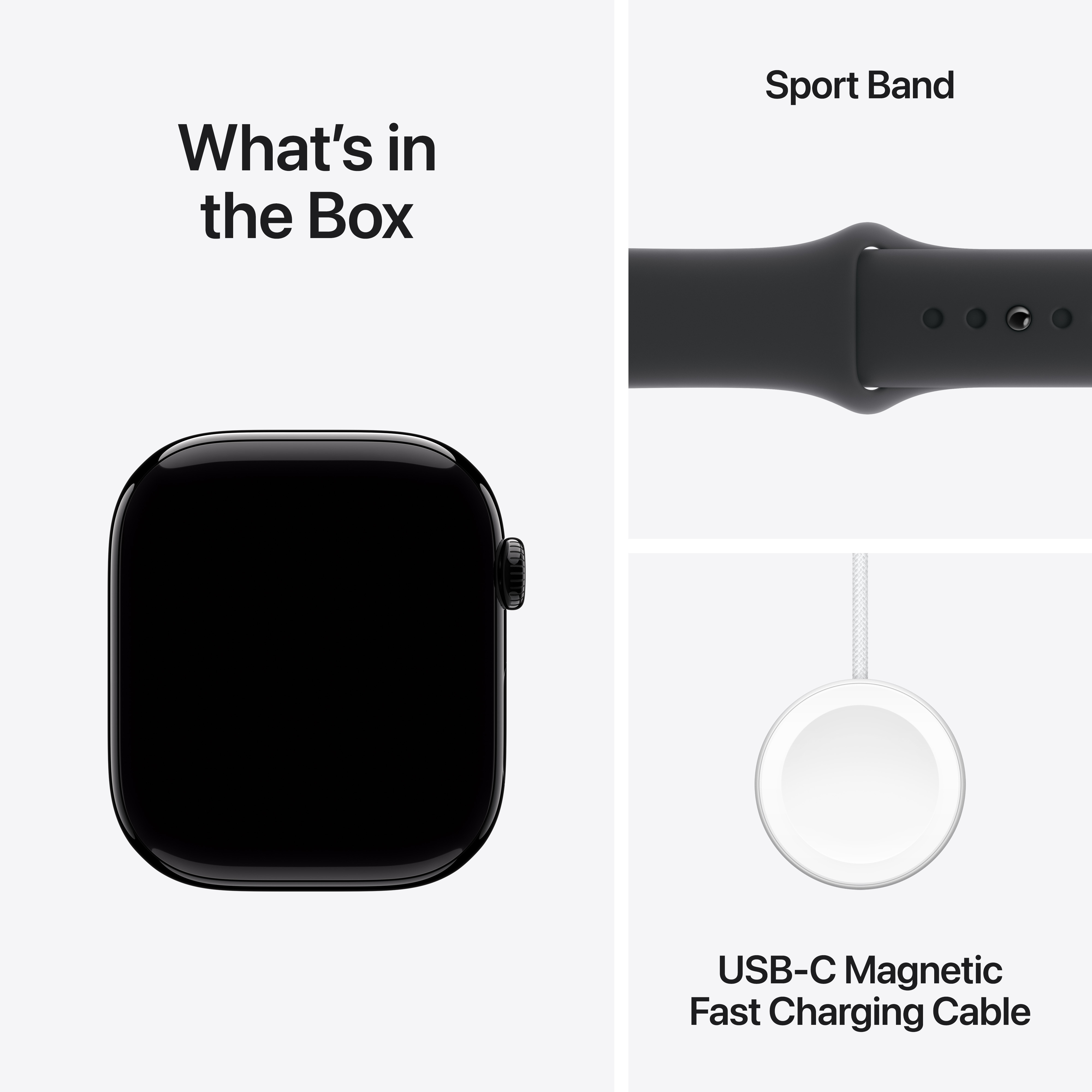 Apple Watch Series 10 (GPS) 46 mm peilimusta alumiinikuori ja musta urheiluranneke, S/M (MWWP3)