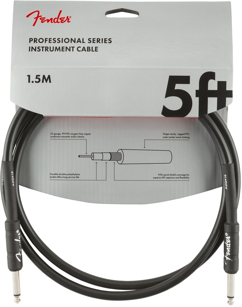 Fender Professional -instrumenttikaapeli 1,5 m, musta