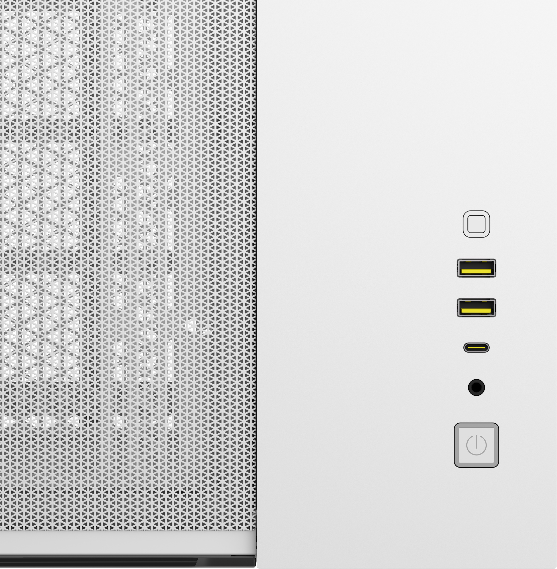 Corsair 2500X Micro-ATX-kotelo panoraamaikkunalla, valkoinen