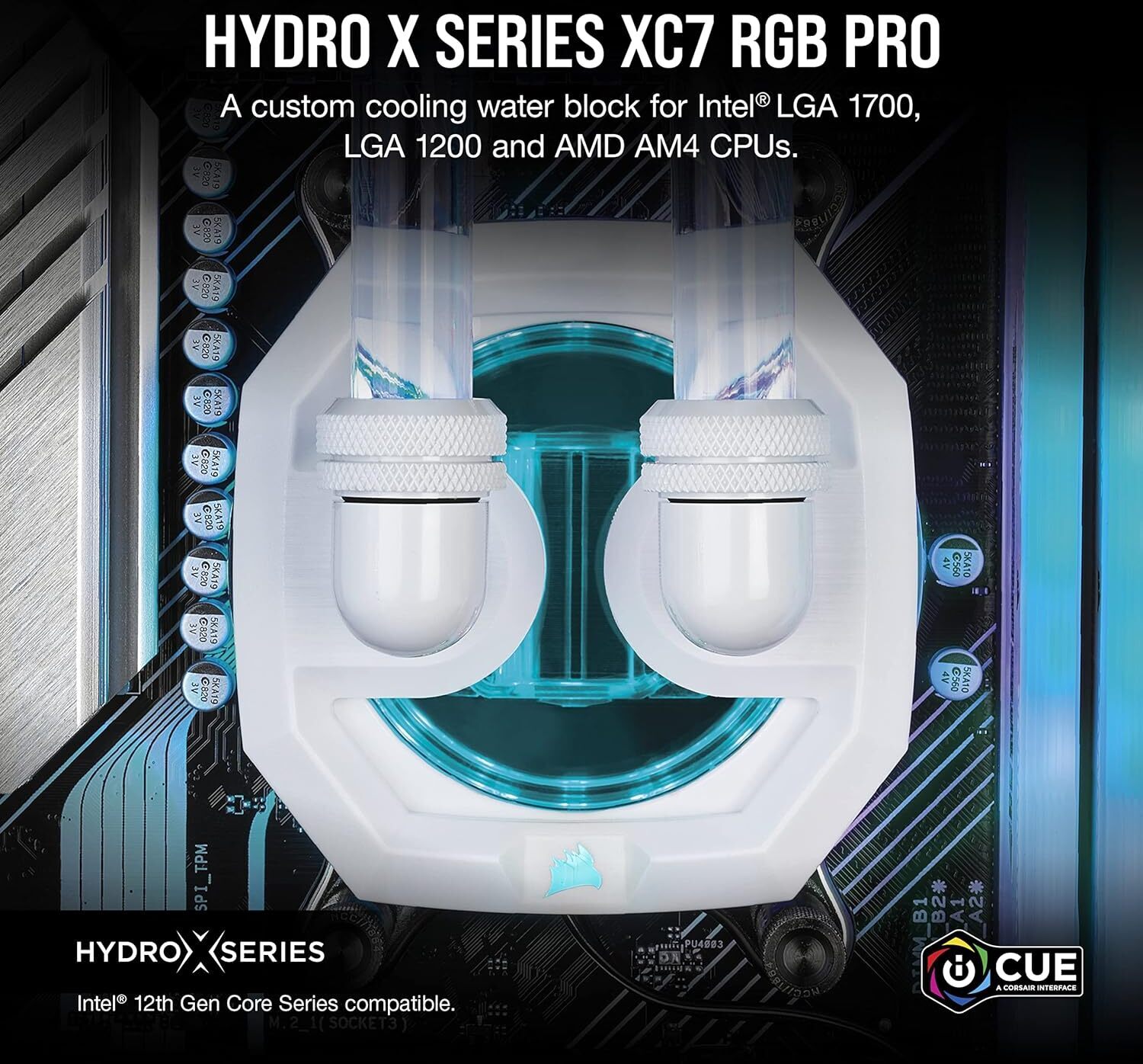 Corsair Hydro X Series XC7 RGB PRO -vesiblokki prosessorille, valkoinen