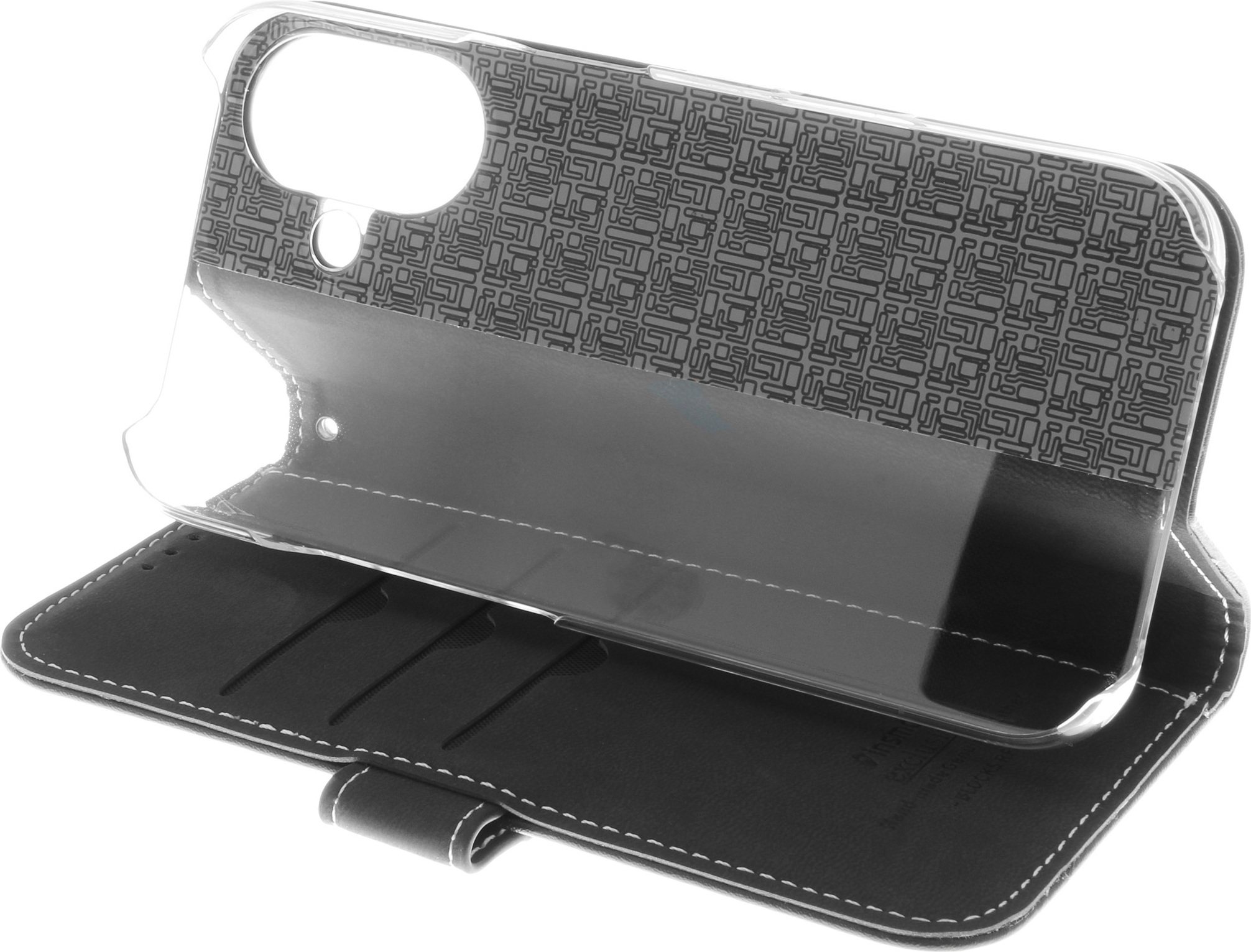 Insmat Exclusive Flip Case -lompakkokotelo, Apple iPhone 16 Plus, musta