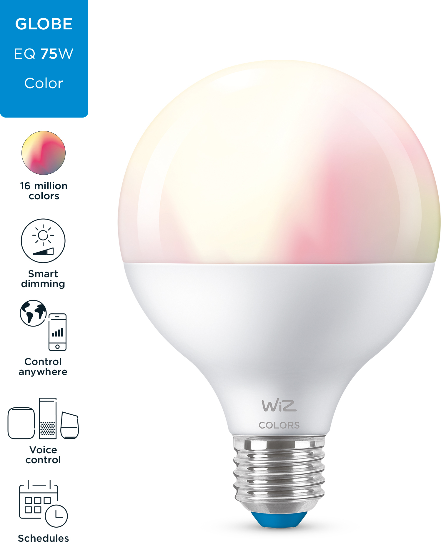 WiZ älylamppu globe, E27, pallolamppu, tunable white - valkoisen valon sävyt, Wi-Fi, 2700-6500 K, 1055 lm